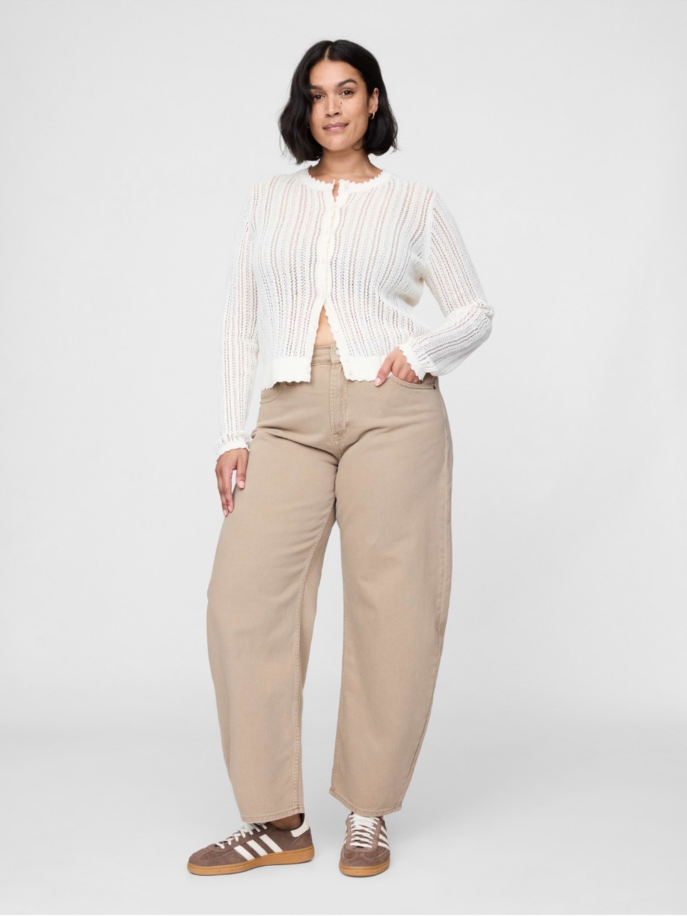 GAP Barrel High Rise Jeans in Classic Khaki Tan - 32/14 Regular